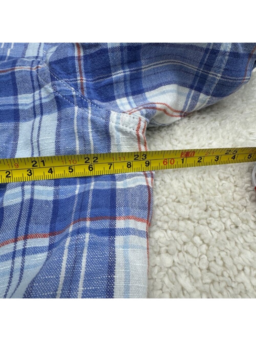 Banana Republic Men's Plaid Button-Up SS Shirt Multicolor Linen Blend, Size L - Picture 7 of 7